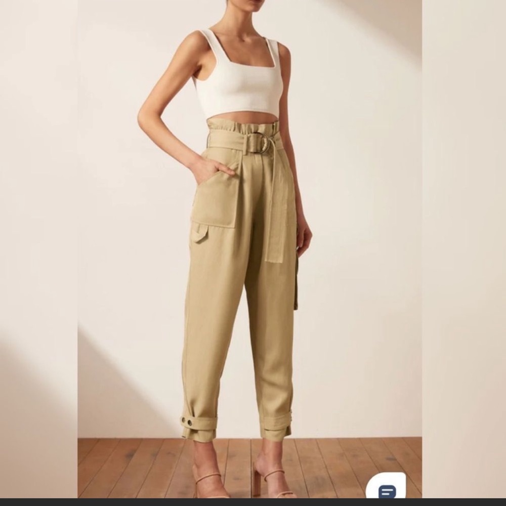 Anthropologie Shona Joy Matilda Paperbag utility pant in wheat color - Picture 6 of 6